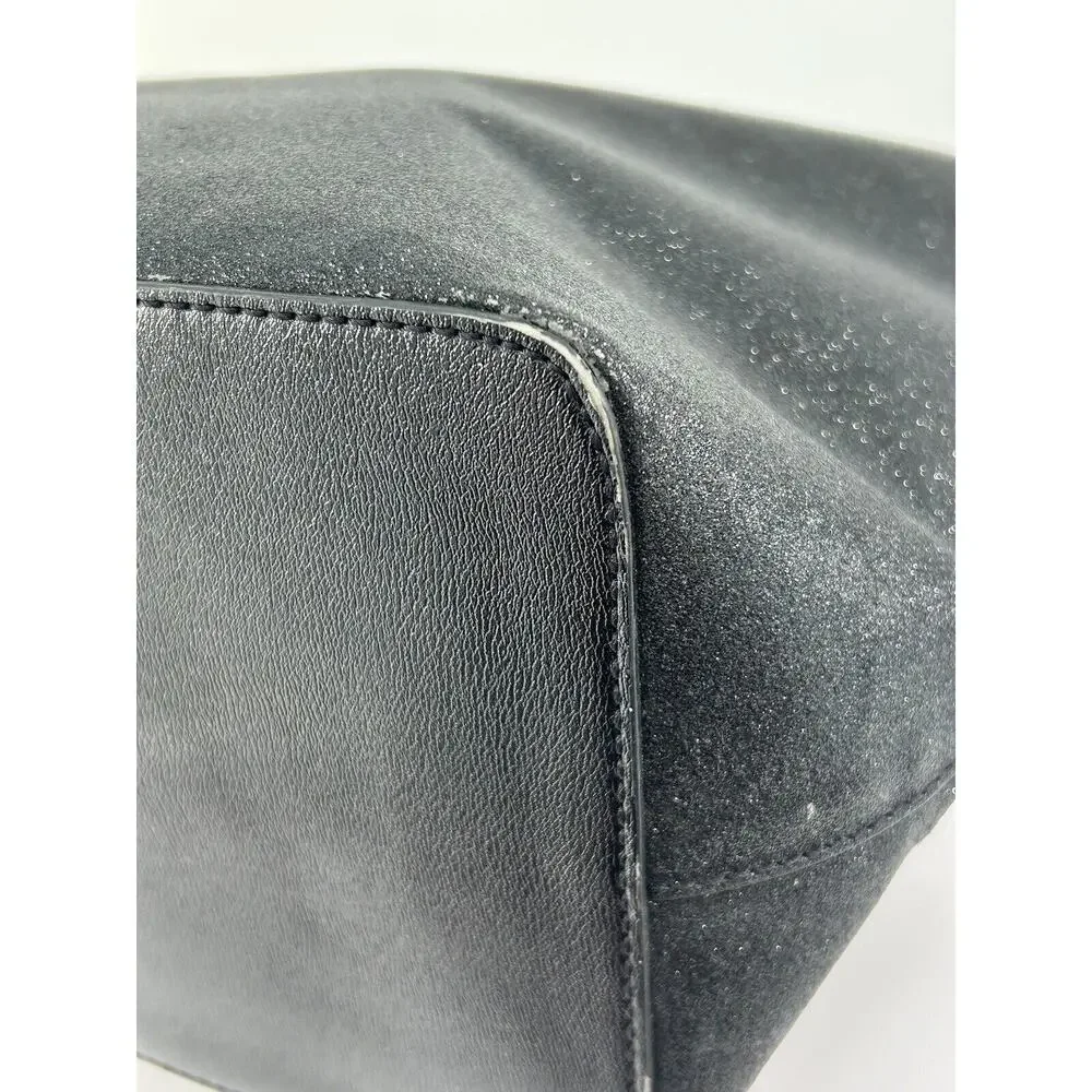 Kate Spade Large Black Glitter Tote Shoulder Bag‎ Full Zip Double Strap